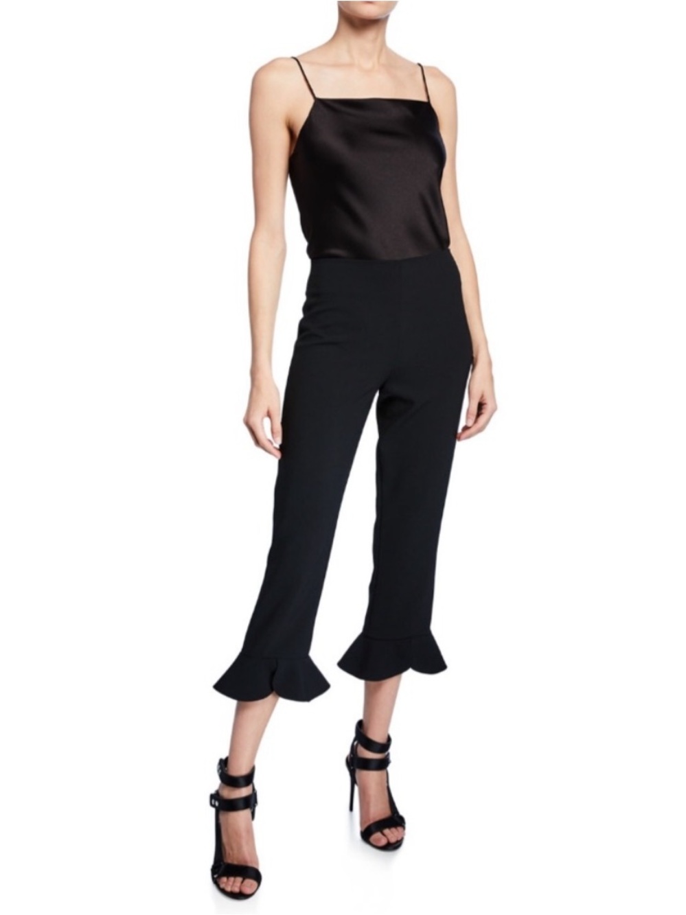 Alice + Olivia Alena High Waist Split Ruffle Pants Black Size 10